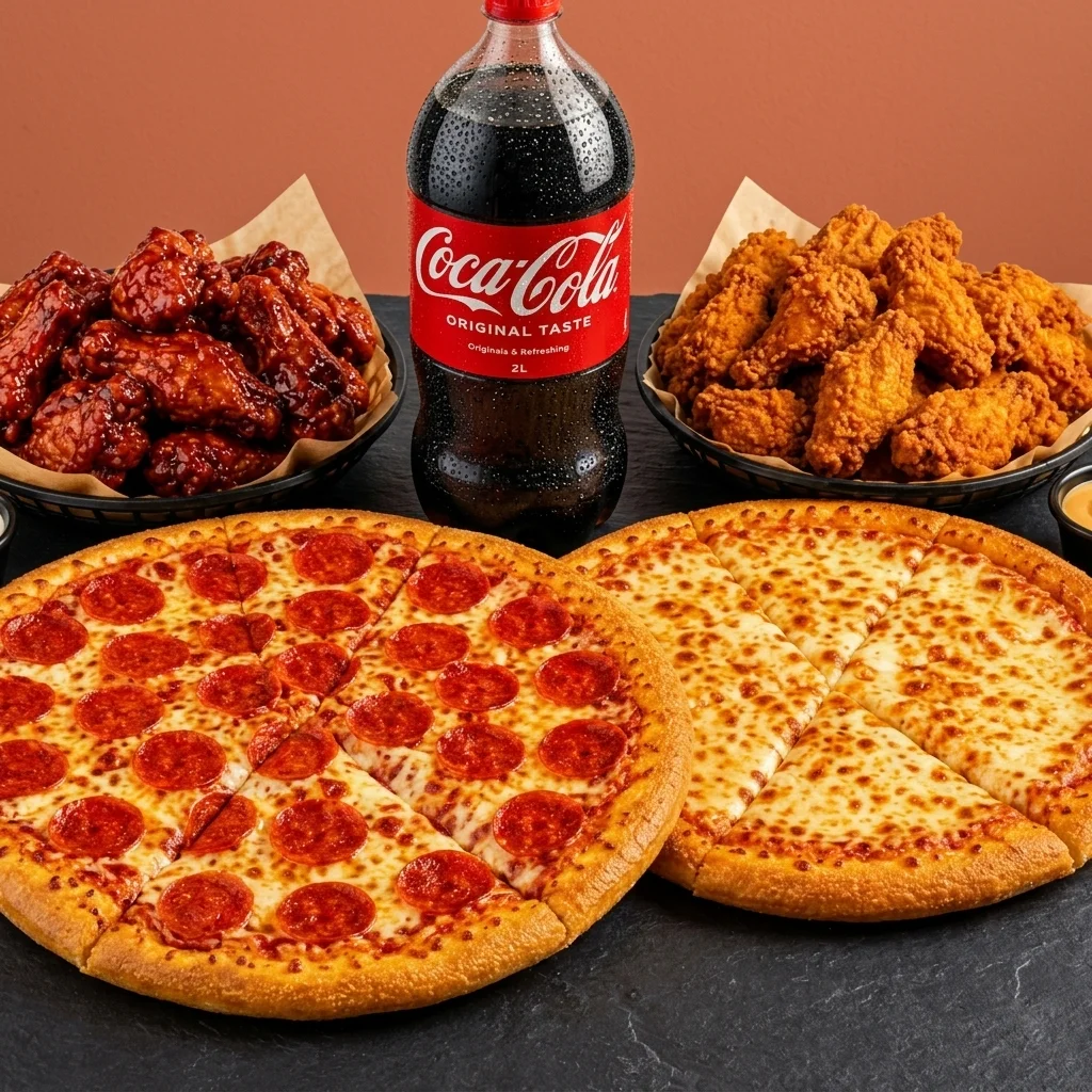 Late-night takeout meal with fries and sides from Kings Pizza And Wings on John Street South in downtown Hamilton